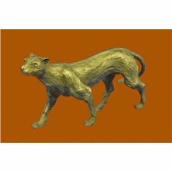 Rare Gilt Vienna Cougar Mountain Lion Wildlife Hand Made Bronze Sculpture Figure