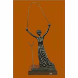 Signed Salvador Dali Alice in Wonderland Bronze Sculpture Statue Statuette Decor