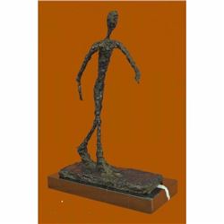 Modern Art Abstract Giacometti Walking Man 2 Bronze Sculpture Marble Base Figure