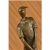 Image 4 : JEAN PATOU SOLID BRONZE GOLFER SCULPTURE. ABSTRACT ART DECO SIGNED MARBLE FIGURE