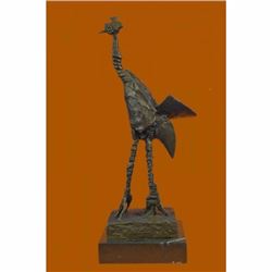 Large Bronze Sculpture Ostrich Wild Life Marble Base Figurine Figure Home Decor