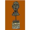 Image 1 : Hot Cast Gia Cometti Male Head Bust Bronze Sculpture Brown Marble Base Figure
