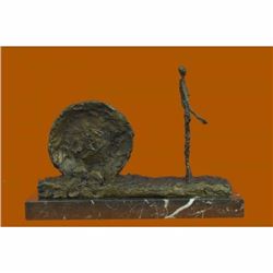 Handcrafted Gia Cometti Bronze Sculpture Woman and Wheel Classic Artwork Statue