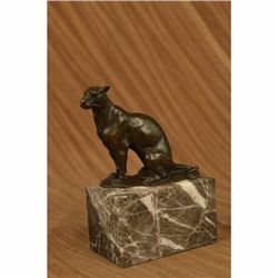 Signed Bugatti Book End Bookend Cougar Mountain Lion Bronze Sculpture Statue