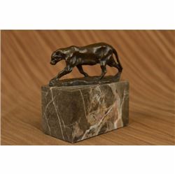 Signed Bugatti Panther Lioness Bronze Sculpture Bookend Book End Statue Figurine