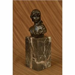 Signed Original Milo Female Bust Bronze Sculpture Bookend Book End Figurine
