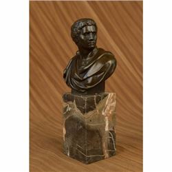 Caesar Vatican Art Portrait Bust Bookend Elegant Bronze Marble Statue Bookshelf