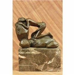 Naked Female on Rock Bronze Sculpture Marble Base Figurine Figure Home Decor Lrg