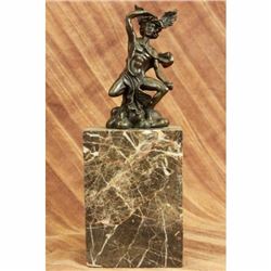 Real 100% Bronze Flying Mercury Caduceus Messenger God Bronze Marble Sculpture