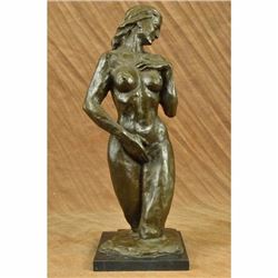 Signed Original Abstract Modern Art Female Torso Bronze Sculpture Marble Statue