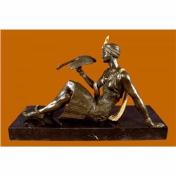 Impressive Art Deco bronze nude with Bird by Joe Descomps 1920 Style Home Decor