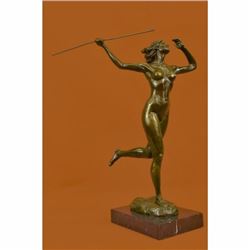 Signed Original Italian Artist Nude Diana the Huntress Bronze Sculpture Statue