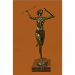 BRONZE SCULPTURE DIANA GODDESS of the HUNT ALDO VITALEH Muse Alsacien Art Deco