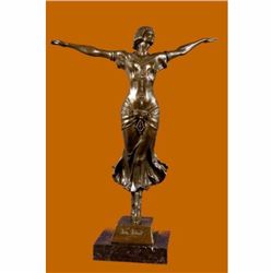 Signed original French Artesian Jean Patoue Free Air Dancer Bronze Sculpture Art