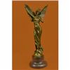 Image 1 : Art Deco Reproduction Fairy Butterfly Angel Bronze Sculpture Marble Base Statue