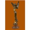 Image 2 : Signed French Large Charming Angel Standing on Rock Bronze Marble Sculpture Deco