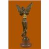 Image 4 : Signed French Large Charming Angel Standing on Rock Bronze Marble Sculpture Deco