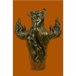 Genuine Bronze Metal Statue Nude Lady Girl Water Jug Vase Sculpture Statue Gift