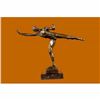 Image 1 : Large Hand Crafted Handsome Ice Skater by American Artist Robert McKenzie Bronze