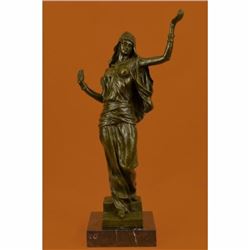 LRGE Original Aldo Vitaleh Arab Girl Dancing Bronze Sculpture Marble Base Statue