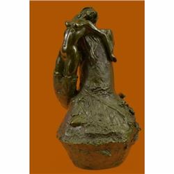 Special Patina Nude Mermaid Vase Planter Bronze Sculpture Figurine by Vitaleh