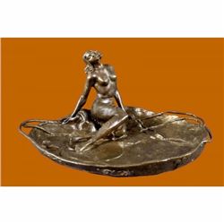 Large Rubin Special Circular Patina Jewelry Tray Bronze Sculpture Statue Figure
