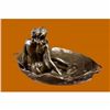 Image 4 : Large Rubin Special Circular Patina Jewelry Tray Bronze Sculpture Statue Figure