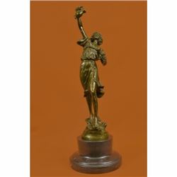 Classical Bronze Sculpture Depicting a lady Holding Jug of Wine Marble Figurine