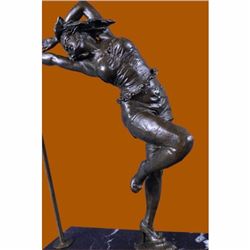 Signed Original Italian Artist Aldo Vitaleh Sexy Pole Dancer Bronze Sculpture