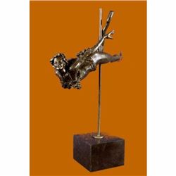 Lovely Vintage Art Deco French Bronze Nude Female Gymnast Acrobat Statue Vitaleh