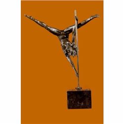 Signed Original Aldo Vitaleh Talented Gymnast Bronze Sculpture Marble Statue Art