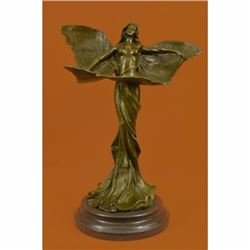 Art Nouveau Butterfly Angel Bronze Sculpture Erotic Sexy Art Figurine Gift Decor
