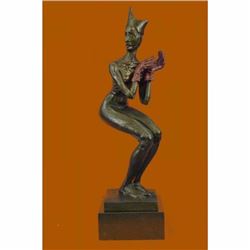 Handcrafted Detailed LTD EDT Female Clown Wearing only Gloves Bronze Sculpture