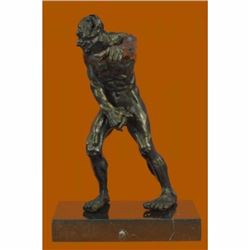 Devil Holding His Phallus Bronze Sculpture Limited Edition Marble Base Figurine