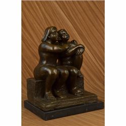 Signed Botero Lesbian Couple Abstract Modern Art Sculpture Marble Statue Figure