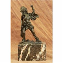 Signed Original Coypel American Native Indian Warrior Bronze Sculpture Statue NR