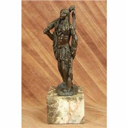 Signed American Warrior By Coypel Bronze Bookend Book End Sculpture Art Deco
