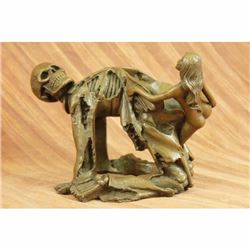 High Quality Nude Female with Angel of Death Bronze Sculpture Halloween Decor NR