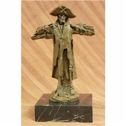 Signed Original Patou Chained Caribbean Pirate Skeleton Skull Bronze Sculpture