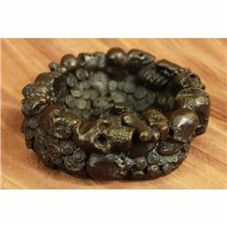 Sign Original Milo Skeleton Skull Skulls Bronze Ashtray Gothic Bronze Sculpture