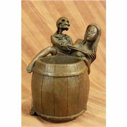 Skeleton Embracing Nude Nymph Pen Holder Key Storage Bronze Sculpture Statue Art