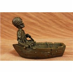 Nude Lady Skeletal Figural on Boat Bronze Ashtray Sculpture Figurine Figure Sale
