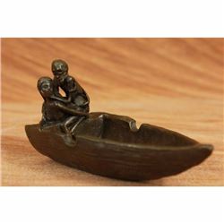 Bronze Sculpture Art Deco Vienna 100% Handcrafted Skull and Nude Female on Boat