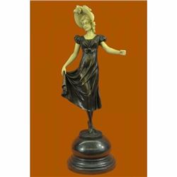 Signed Preiss Faux Bone and Pure Handcrafted Bronze Sculpture Sophisticated Lady