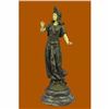 Image 1 : Art Deco Bronze and Faux Bone Turkish Princess Sculpture Brown Marble Base Decor