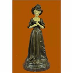 Handcrafted Bronze and IvoryLike Sculpture Victorian Proper Lady Sculpture Decor