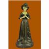Image 1 : Handcrafted Bronze and IvoryLike Sculpture Victorian Proper Lady Sculpture Decor
