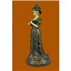 Image 2 : Handcrafted Bronze and IvoryLike Sculpture Victorian Proper Lady Sculpture Decor