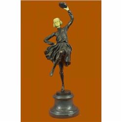 Hot Cast Bronze Sculpture of a Tambourine Dancer By Italian Artist Mario Nick