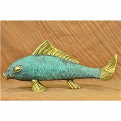 Signed Original Sea Bass Colorful Fish Ocean Bronze Sculpture Statue Figurine